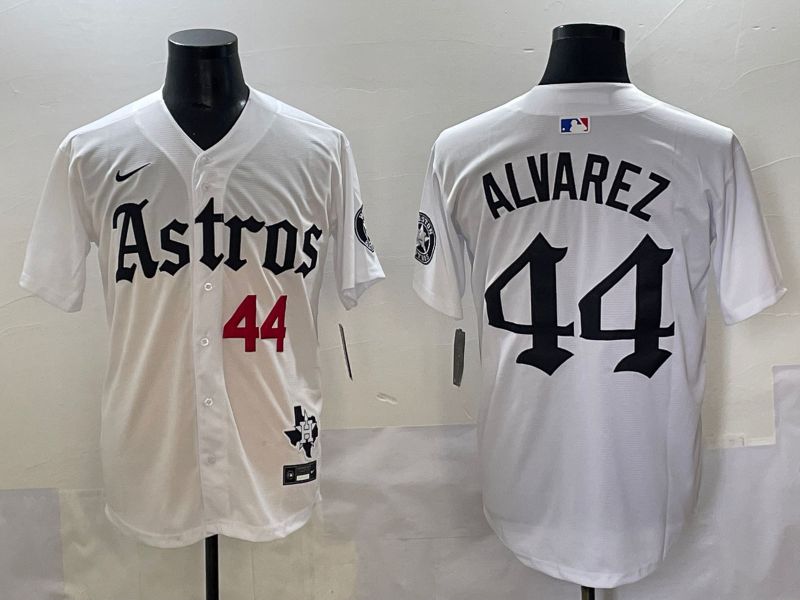 Men 2025 Houston Astros 44 Alvarez White Five generations Joint Name Nike MLB Jersey style 4